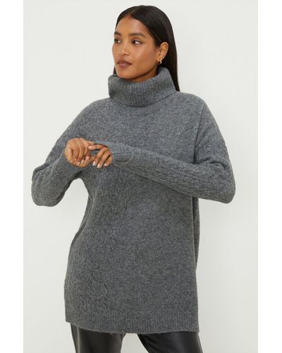 Dorothy Perkins Longline Angle Cable Jumper - Grey