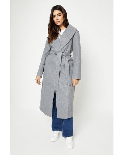 Dorothy Perkins Longline Wrap Coat - Grey