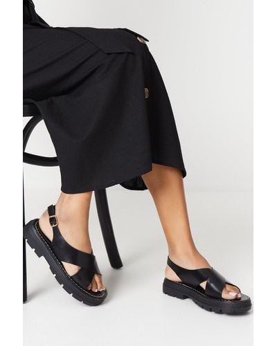 Dorothy Perkins Faith: Maxine Cross Strap Chunky Cleated Sandals - Black