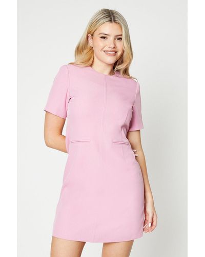 Dorothy Perkins Half Sleeve Tailored Shift Dress - Pink