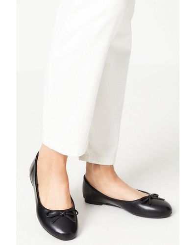 Dorothy Perkins Penelope Bow Detail Comfort Ballet Court Shoes - White