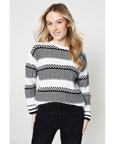 Dorothy Perkins Stripe Stitch Detail Knitted Jumper - Multicolour