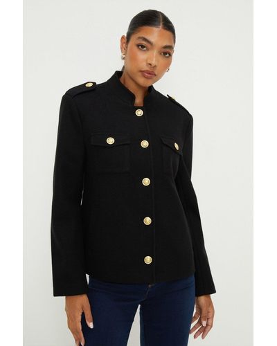 Dorothy Perkins Wool Look Military Coat - Black