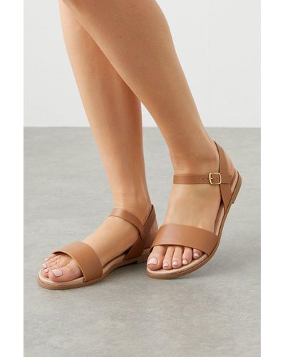 Dorothy Perkins Extra Wide Fit Faye Flat Sandals - Natural
