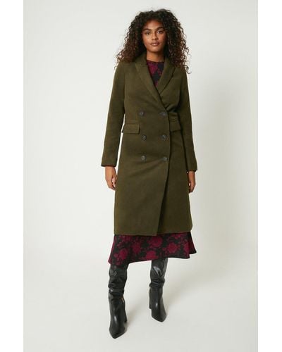 Dorothy Perkins Double Breasted Wool Look Coat - Green