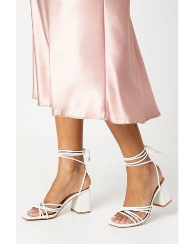 Dorothy Perkins Faith: Celeste Spaghetti Strap Lace-up Block Heeled Sandals - Pink