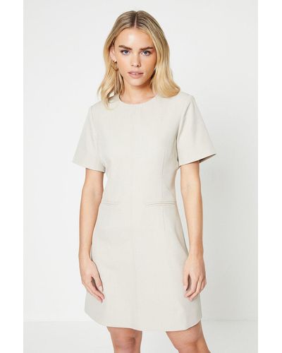 Dorothy Perkins Petite Half Sleeve Tailored Shift Dress - White