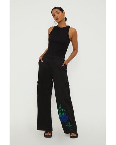 Dorothy Perkins Embroidered Cargo Trouser - Blue