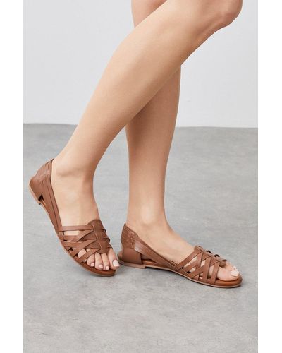 Dorothy Perkins Principles: Leather Lovey Flat Woven Court Shoes - Natural