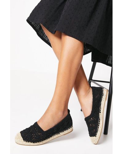 Dorothy Perkins Good For The Sole: Ellie Comfort Crochet Espadrille Flat Shoes - Black