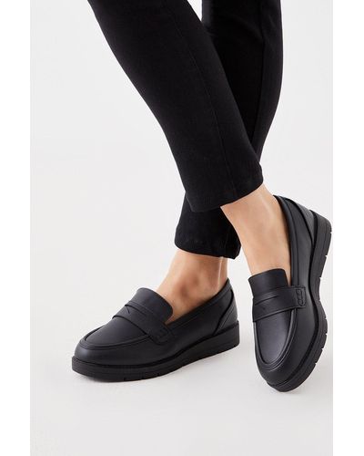 Dorothy Perkins Lilly Comfort Wedge Loafers - Black