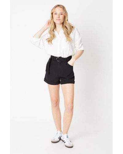Dorothy Perkins Belted Tailored High Waisted Shorts - Black
