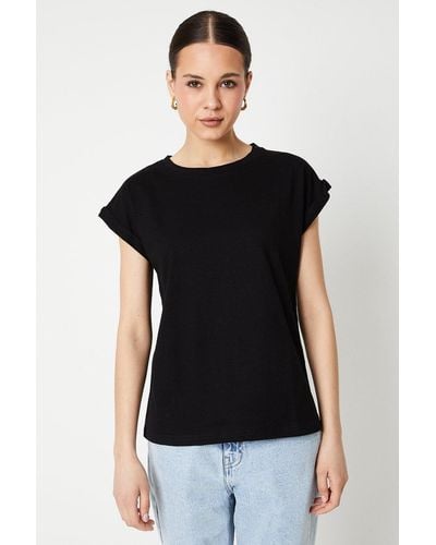 Dorothy Perkins 3 Pack Cotton Roll Sleeve T-shirt - Black