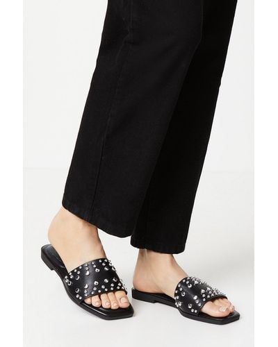 Dorothy Perkins Faith: Madden Studded Flat Mule Sandals - Black