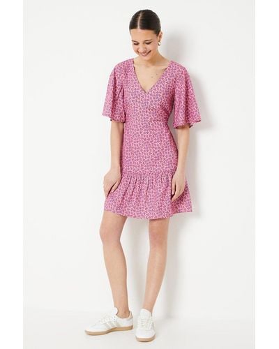 Dorothy Perkins Ditsy Frill Sleeve Tiered Mini Dress - Pink