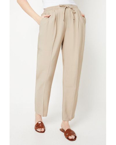 Dorothy Perkins Pull On Tie Waist Tapered Trouser - Natural