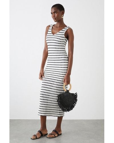 Dorothy Perkins Stripe Knitted Maxi Beach Dress - White