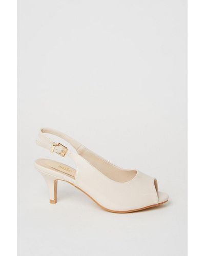 Dorothy Perkins Good For The Sole: Wide Fit Evelyn Peep Toe Sling Back Heeled Sandals - Natural