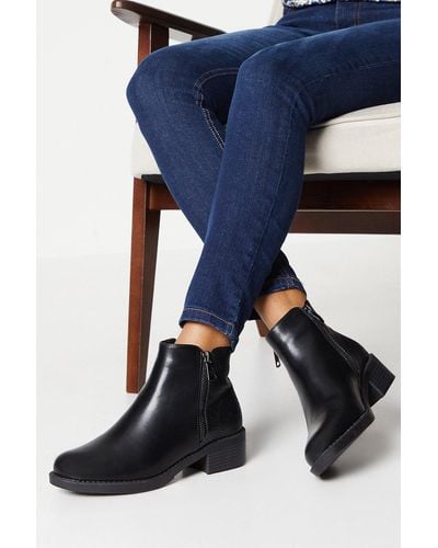 Dorothy Perkins Amethyst Side Zip Ankle Boots - Black