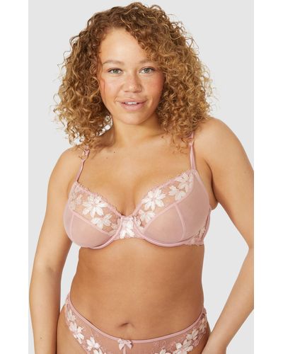 Dorothy Perkins Dd+ Applique Embroidery Plunge Bra - Brown