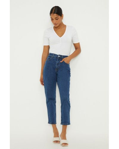 Dorothy Perkins Comfort Stretch Cropped Straight Jeans - Blue