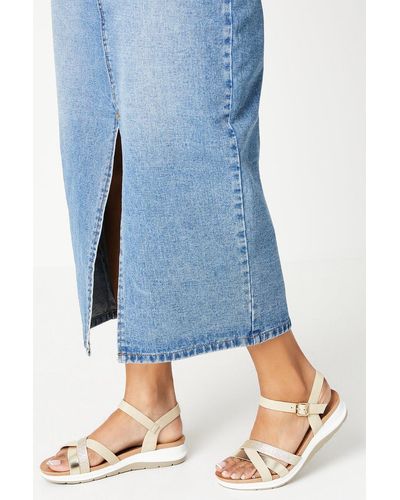 Dorothy Perkins Good For The Sole: Mars Bio Comfort: Multi Strap Mixed Material Footbed Wedge Sandals - Blue