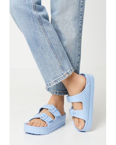 Dorothy Perkins Fabienne Buckle Strap Footbed Slider Sandals - Blue