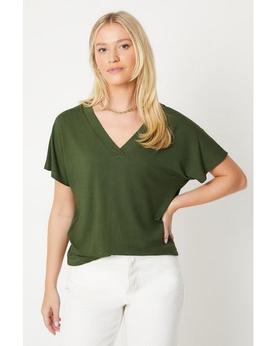 Dorothy Perkins V Neck Slouchy T-shirt - Green