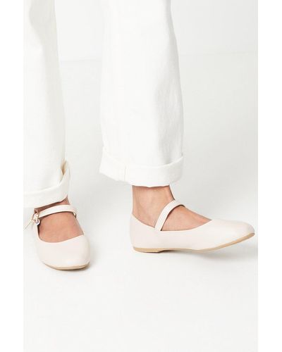 Dorothy Perkins Wide Fit Catrina Maryjane Ballet Court Shoes - Natural