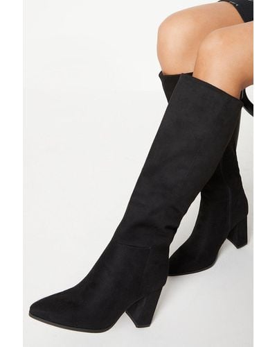 Dorothy Perkins Wide Fit Kimmy Heeled Knee High Boots - Black