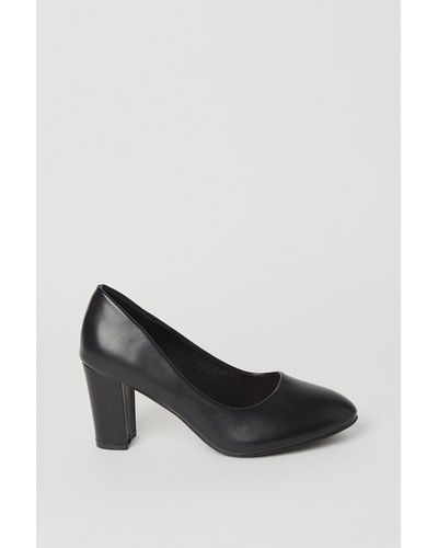 Dorothy Perkins Good For The Sole: Wide Fit Camilla Almond Toe Block Heel Court Shoes - Black