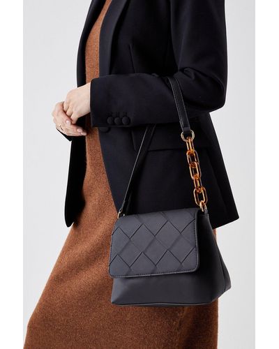 Dorothy Perkins Sofia Woven Chain Detail Shoulder Bag - Black