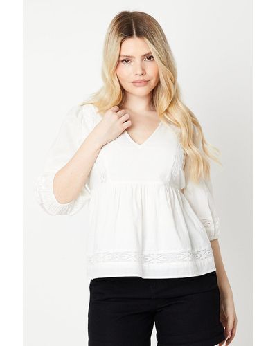 Dorothy Perkins Lace Detail Blouse - White
