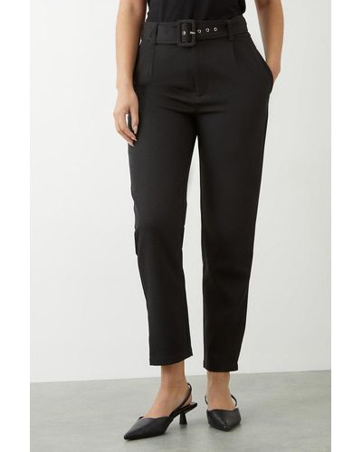 Dorothy Perkins High Waist Belted Slim Leg Trousers - Black