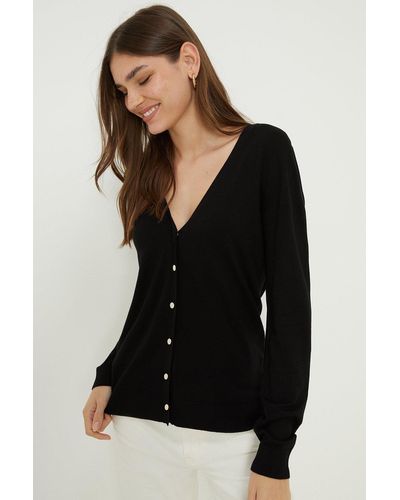 Dorothy Perkins Button Through V Neck Cardigan - Black