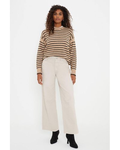 Dorothy Perkins Mid Rise Wide Leg Jeans - Natural