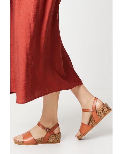 Dorothy Perkins Good For The Sole: Wide Fit Halo Comfort Footbed Wedge Sandals - Red