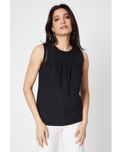 Dorothy Perkins Broderie Shell Top - Black