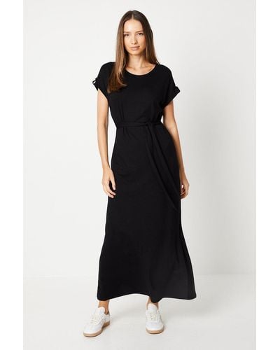 Dorothy Perkins Short Sleeve Belted Maxi Dress - Black