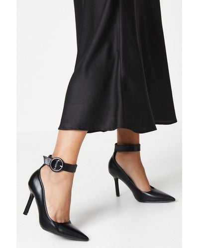 Dorothy Perkins Faith: Chantelle Buckle Ankle Strap High Stiletto Court Shoes - Black
