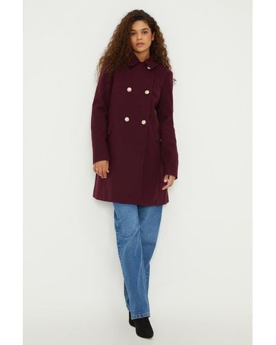Dorothy Perkins Tall Dolly Military Button Coat - Red