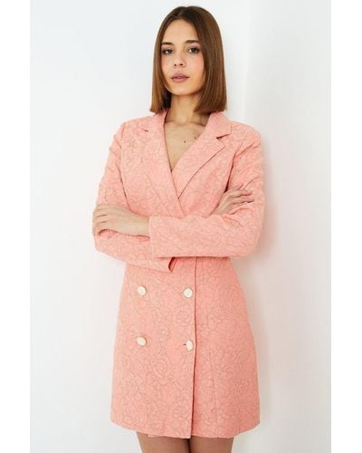 Dorothy Perkins Petite Lace Blazer Dress - Pink