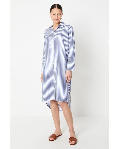 Dorothy Perkins Poplin Oversized Shirt Dress - Blue