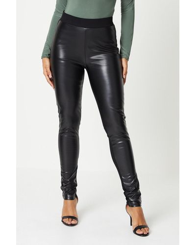 Dorothy Perkins Tall Faux Leather Front Skinny Trouser - Black