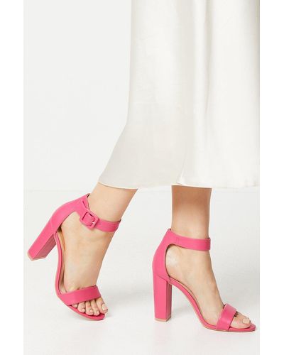 Dorothy Perkins Faith: Camille Covered Buckle High Block Heeled Sandals - Pink