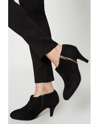 Dorothy Perkins Good For The Sole: Wide Fit Marlo Comfort Zip Heeled Ankle Boots - Black