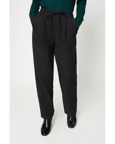 Dorothy Perkins Petite Tie Waist Formal Straight Leg Trousers - Black
