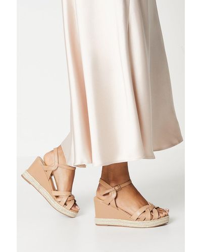 Dorothy Perkins Extra Wide Fit Riri Curved Strap Wedges - Natural