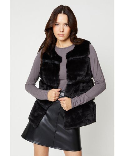 Dorothy Perkins Faux Fur Panelled Gilet - Black