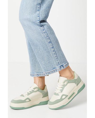 Dorothy Perkins Faith: Harlem Two Tone Lace Up Trainers - Green
